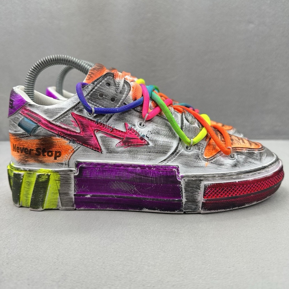 Womens 7.5-8 / EU 38 CristianZerotre STRONG Rainbow Riot Shoes Hand Painted CR03
